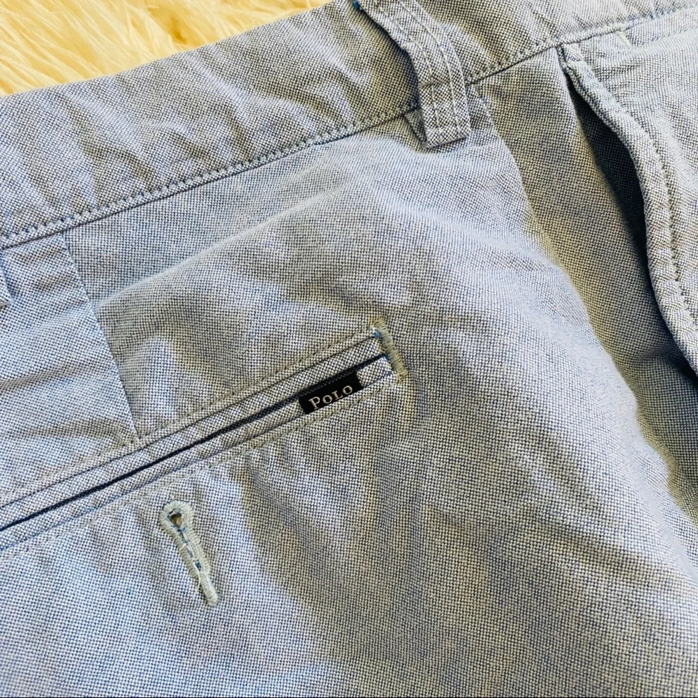 Polo Ralph Lauren mens light blue cotton Oxford shorts flat front 38